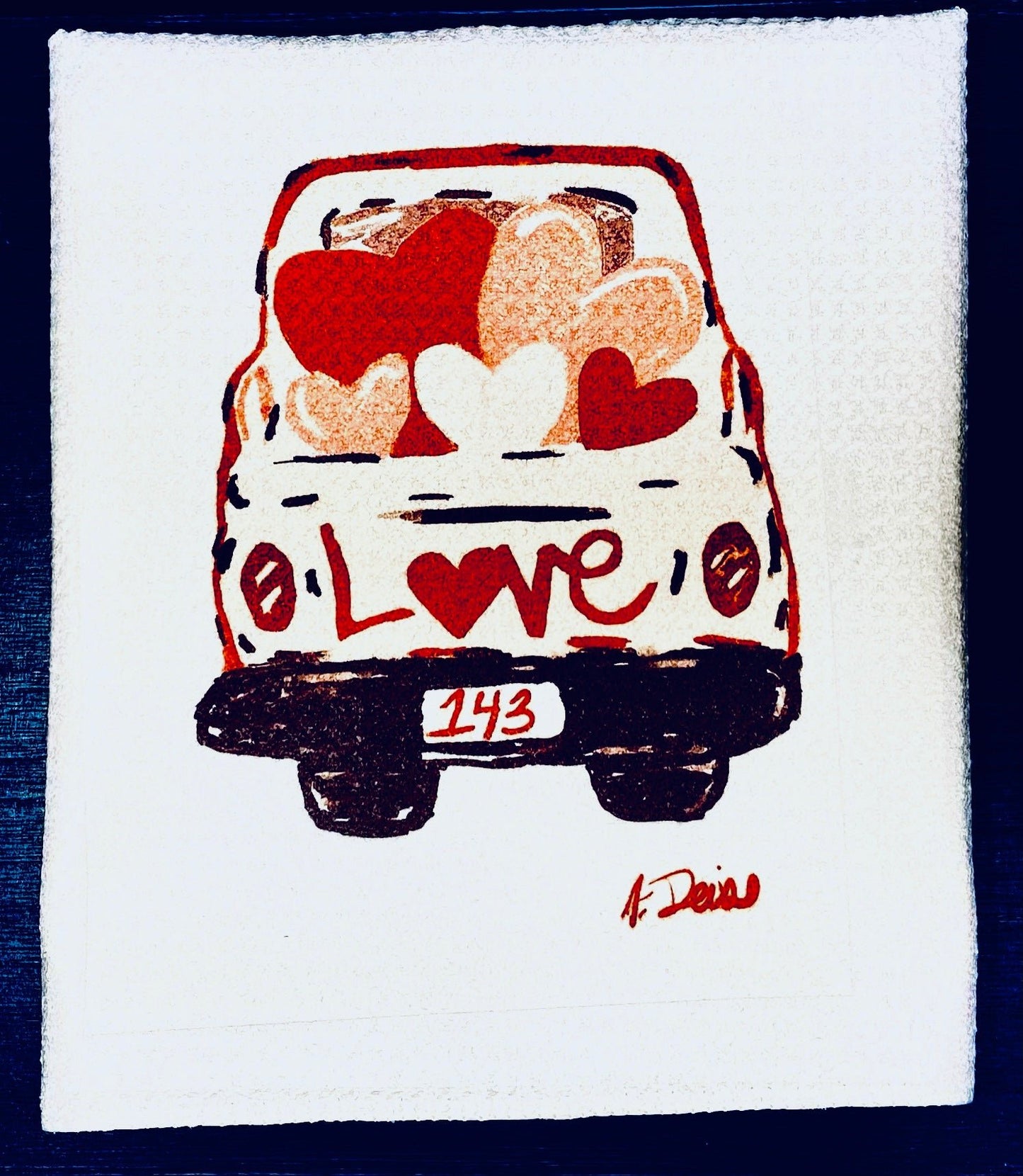 Love Truck Microfiber Waffle Towel - Blue Cava