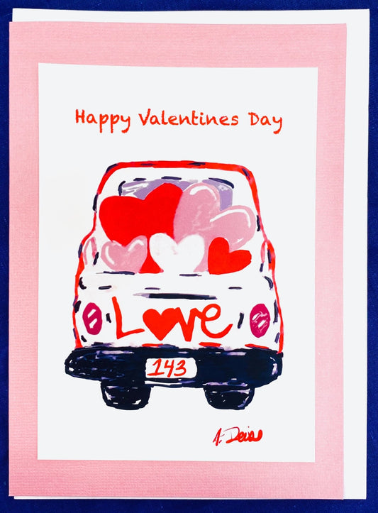 Love Truck Valentines Day Greeting Card - Blue Cava