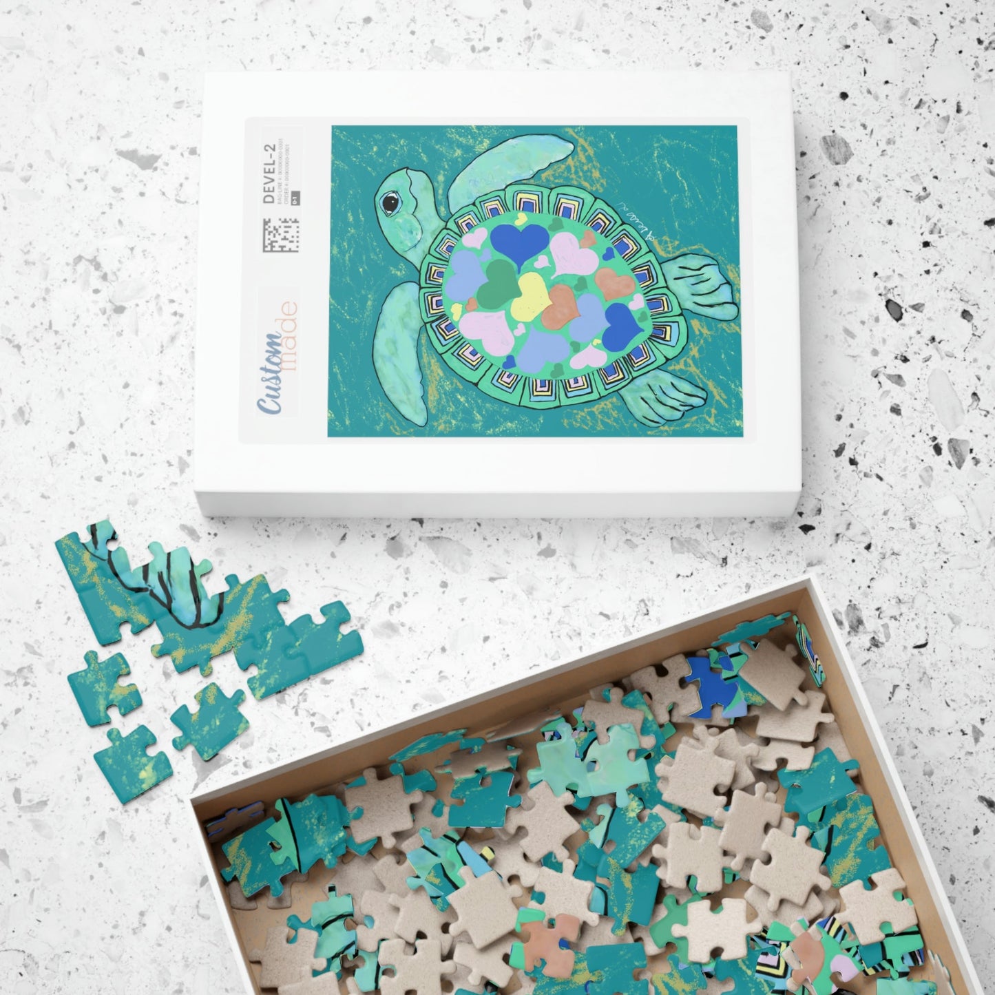 Love Turtle Puzzle (252-piece) - Blue Cava