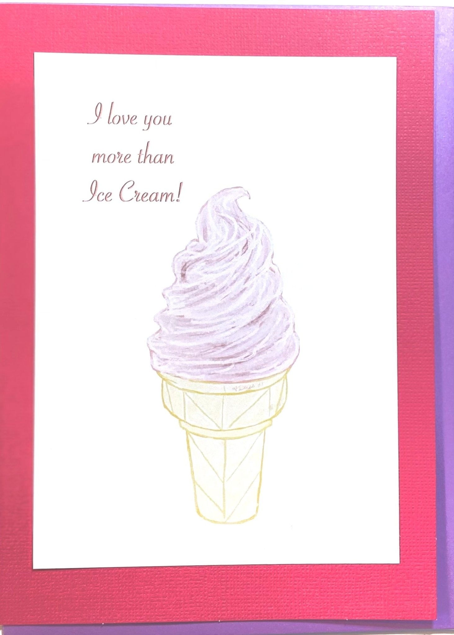 Love you more than Ice Cream Greeting card - Blue Cava