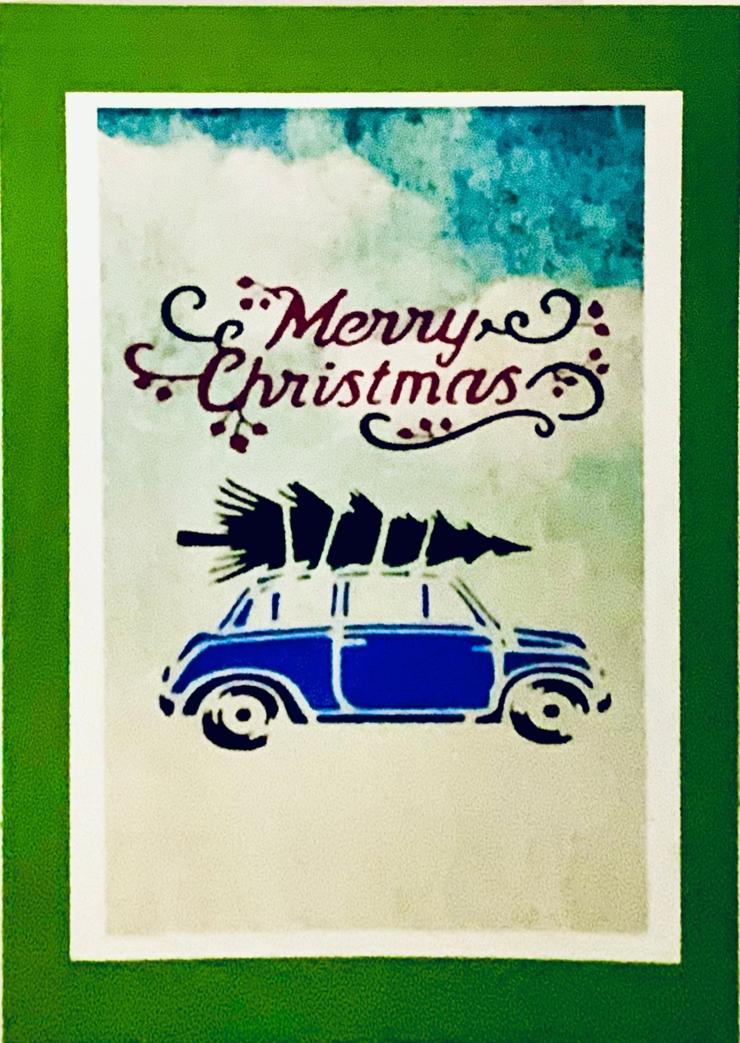 Merry Christmas greeting Card (Green) - Blue Cava
