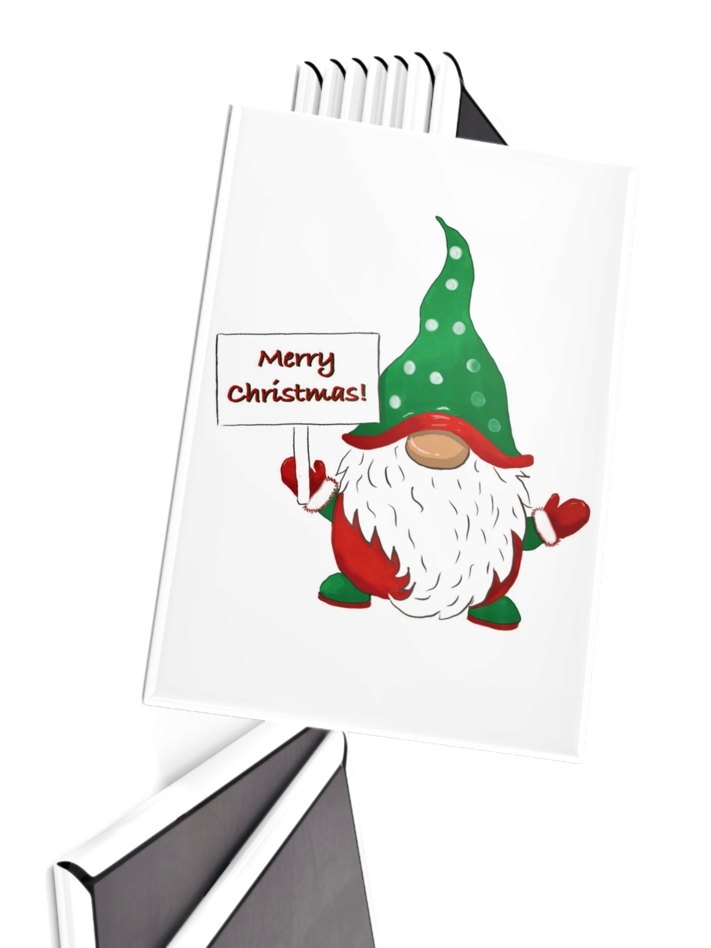 Merry Christmas Kringle Gnome Button Magnet, Rectangle (1 & 10 pcs) - Blue Cava