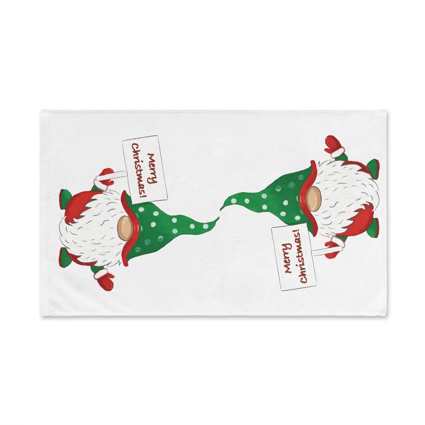 Merry Christmas Kringle Gnome Hand Towel (Poly/Cotton) - Blue Cava