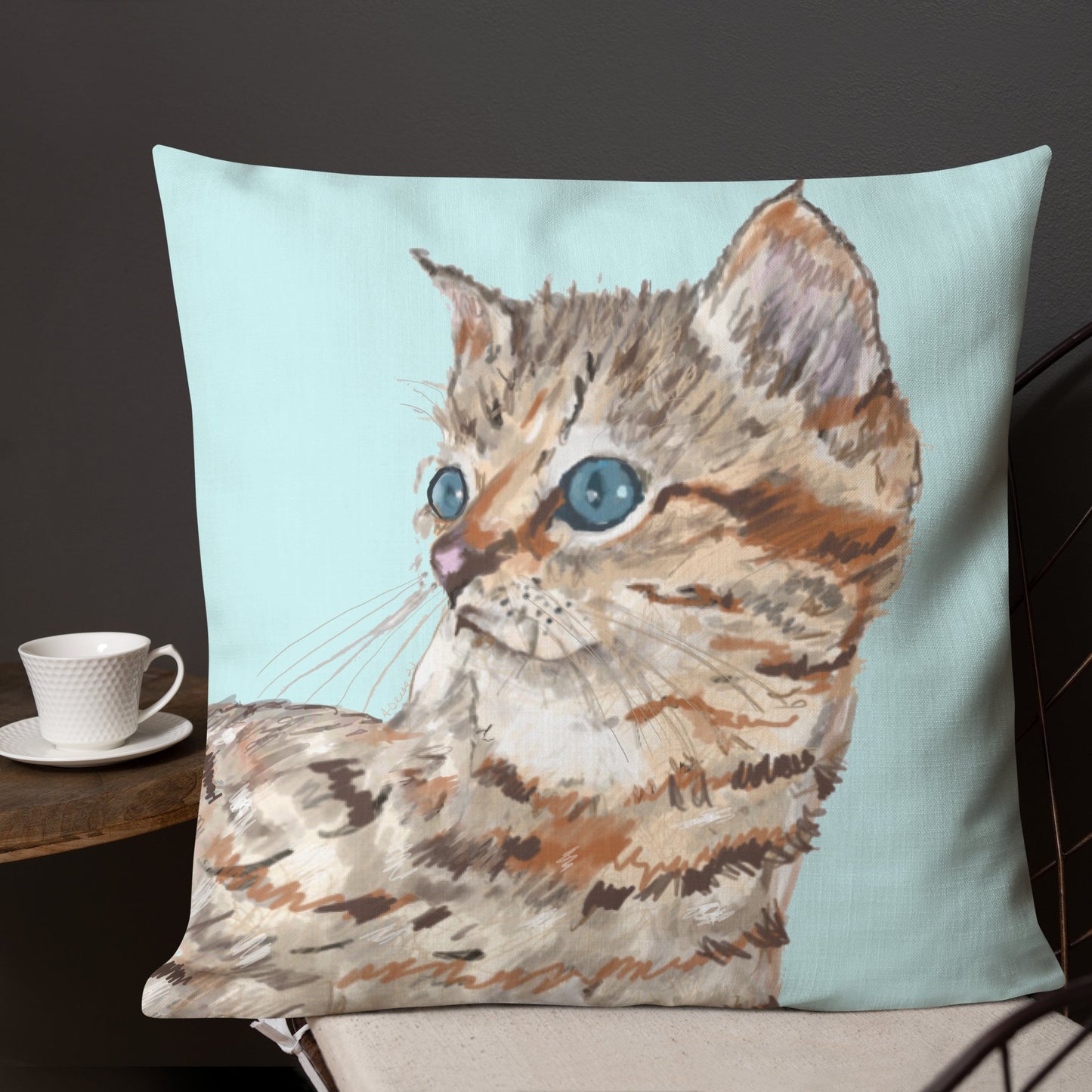 “Molly” Kitten Premium Pillow - Blue Cava
