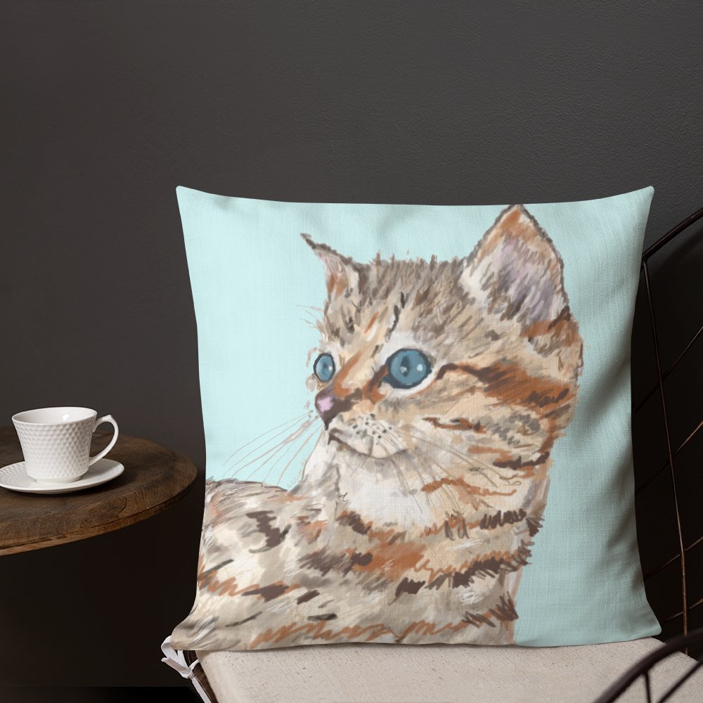 “Molly” Kitten Premium Pillow - Blue Cava