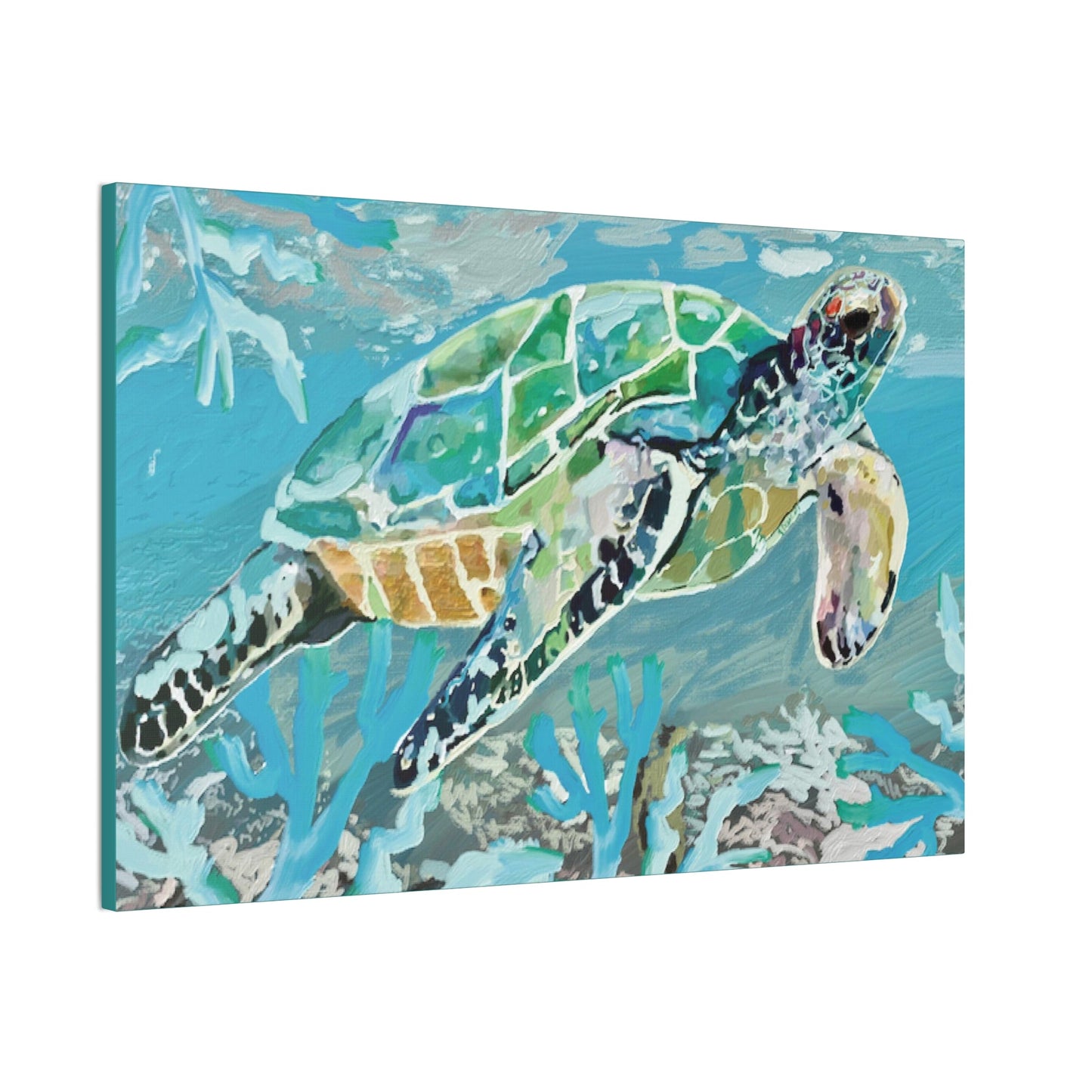 OKI Sea Turtle Canvas Stretched, 0.75" - Blue Cava