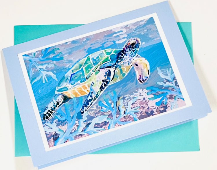 OKI Sea Turtle Greeting Card - Blue Cava