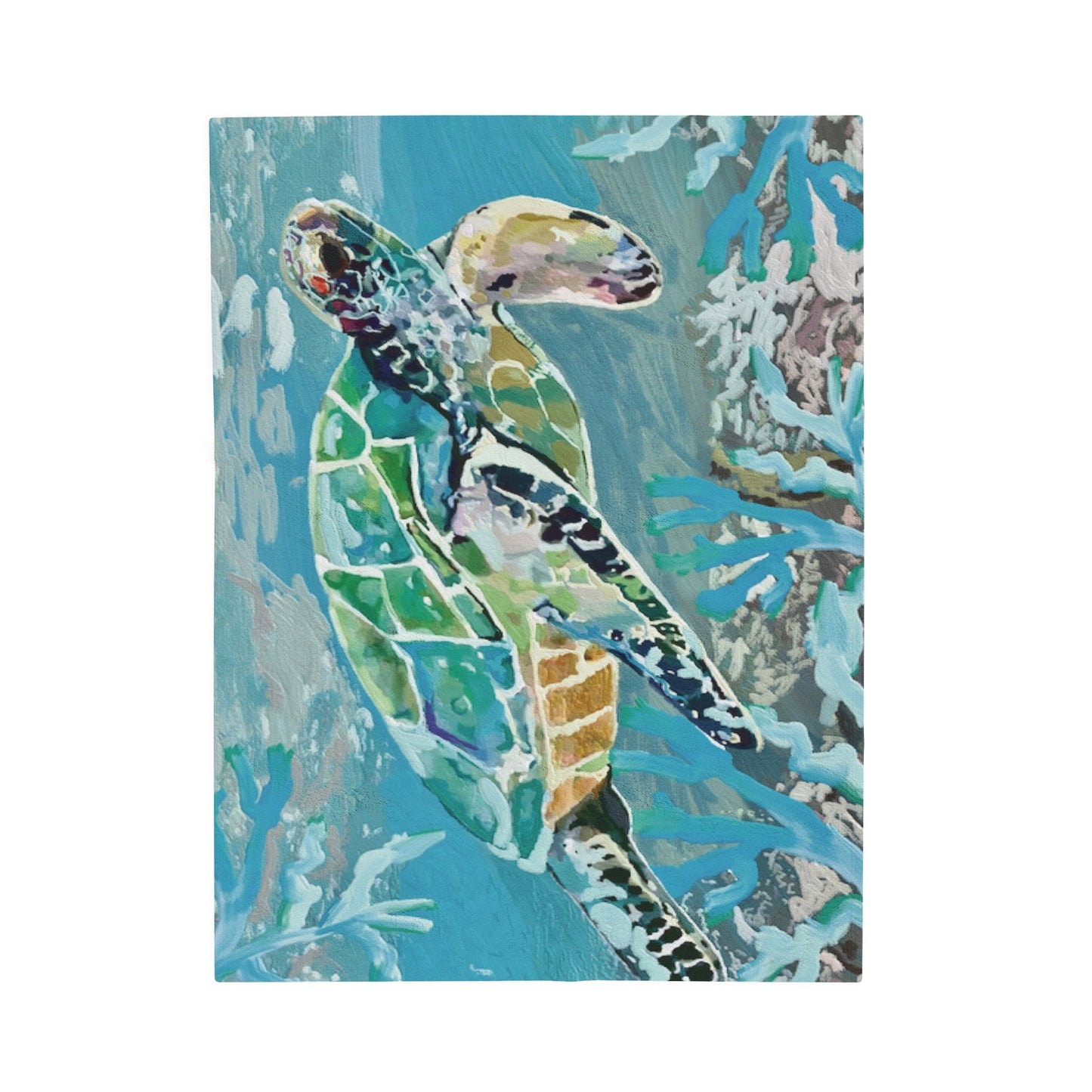 OKI Sea Turtle Velveteen Plush Blanket - Blue Cava