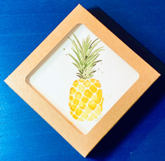 Pineapple Coasters set - Square 4” - Blue Cava