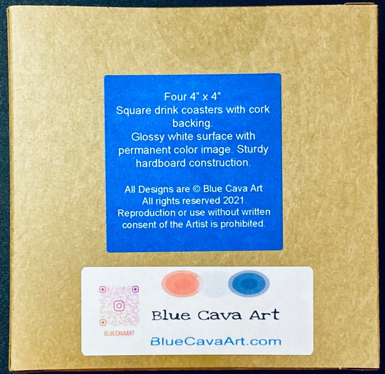 Pineapple Coasters set - Square 4” - Blue Cava