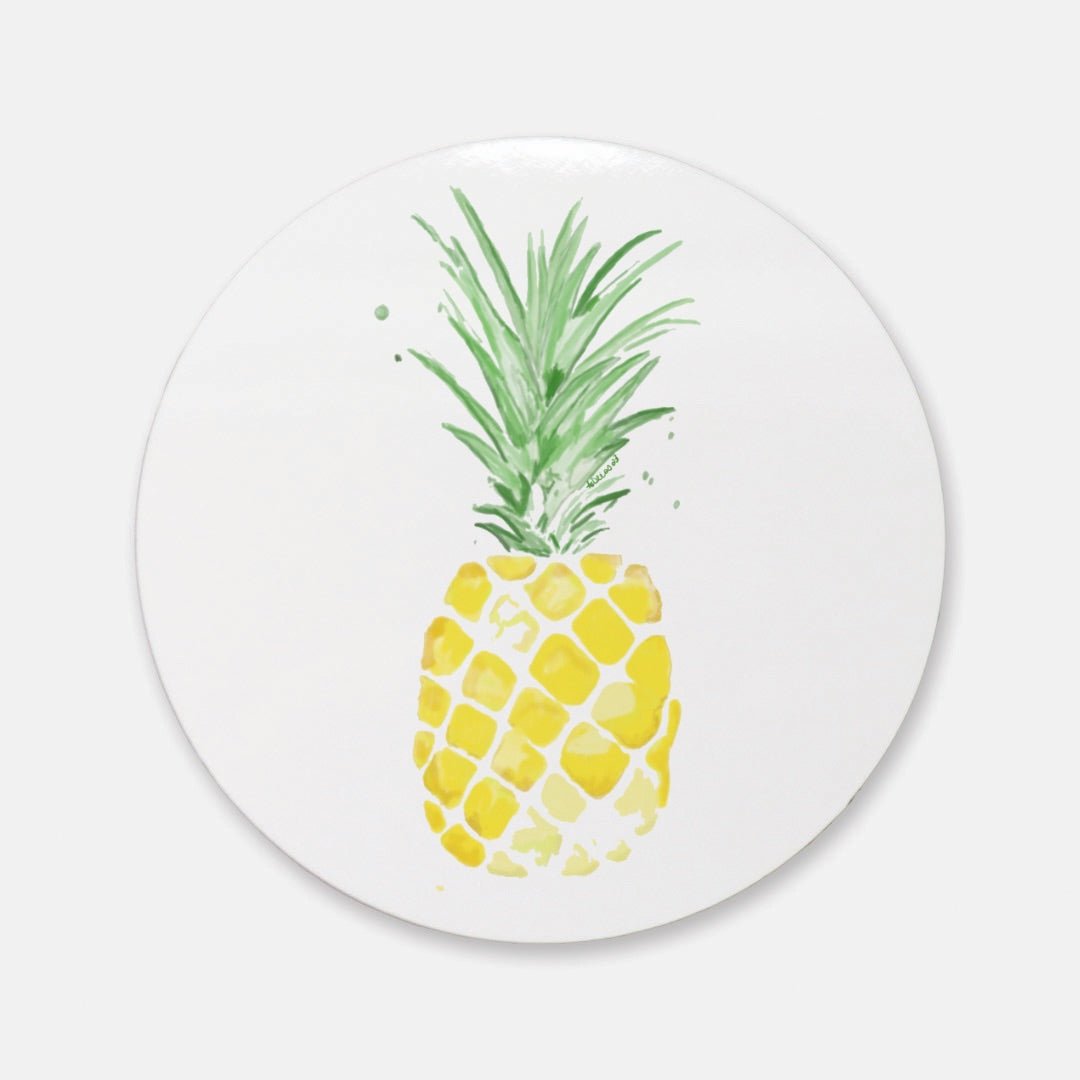 Pineapple Cork Back Coaster (Round) - Blue Cava