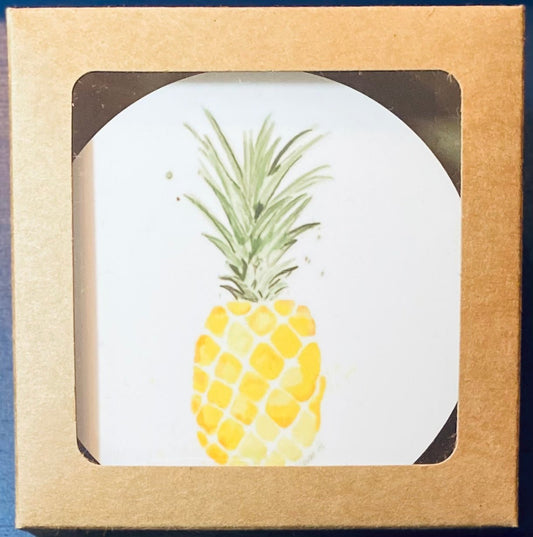 Pineapple - Round Coaster set - Blue Cava
