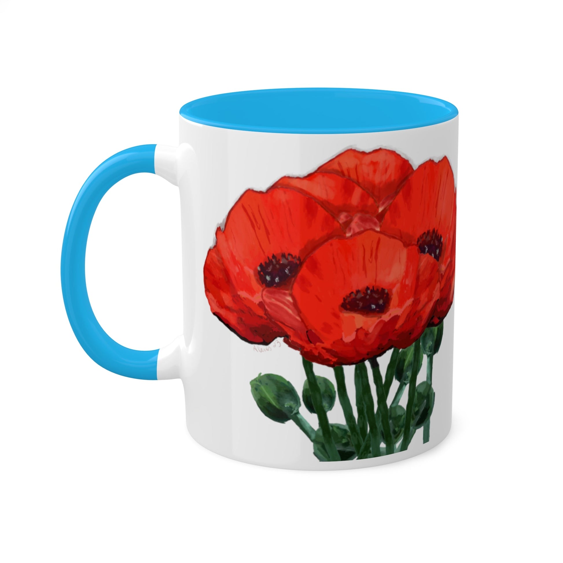 Poppies Two-Tone Coffee Mug, 11oz - Blue Cava