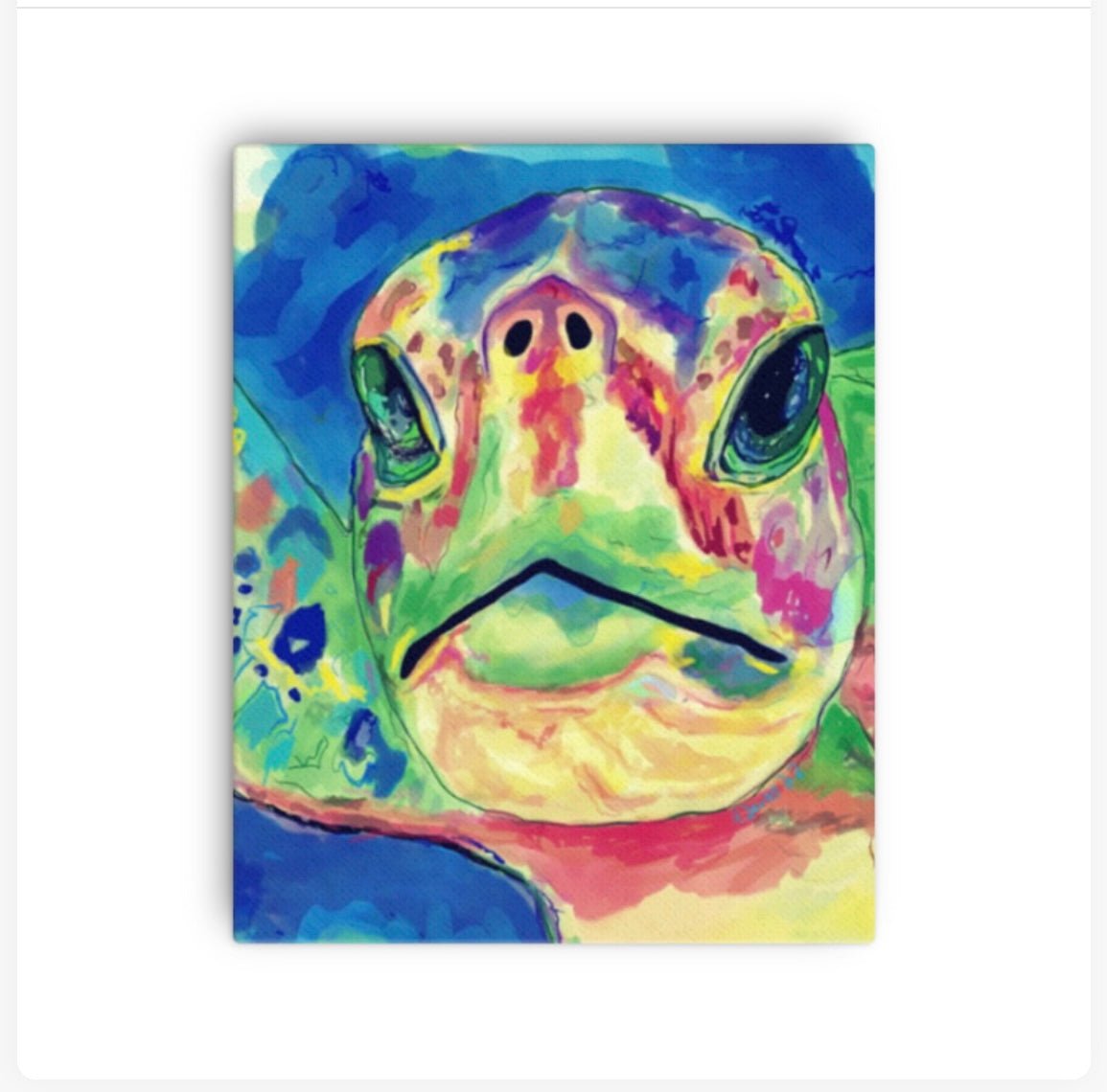 Rainbow Sea Turtle Canvas Wall Art - Blue Cava