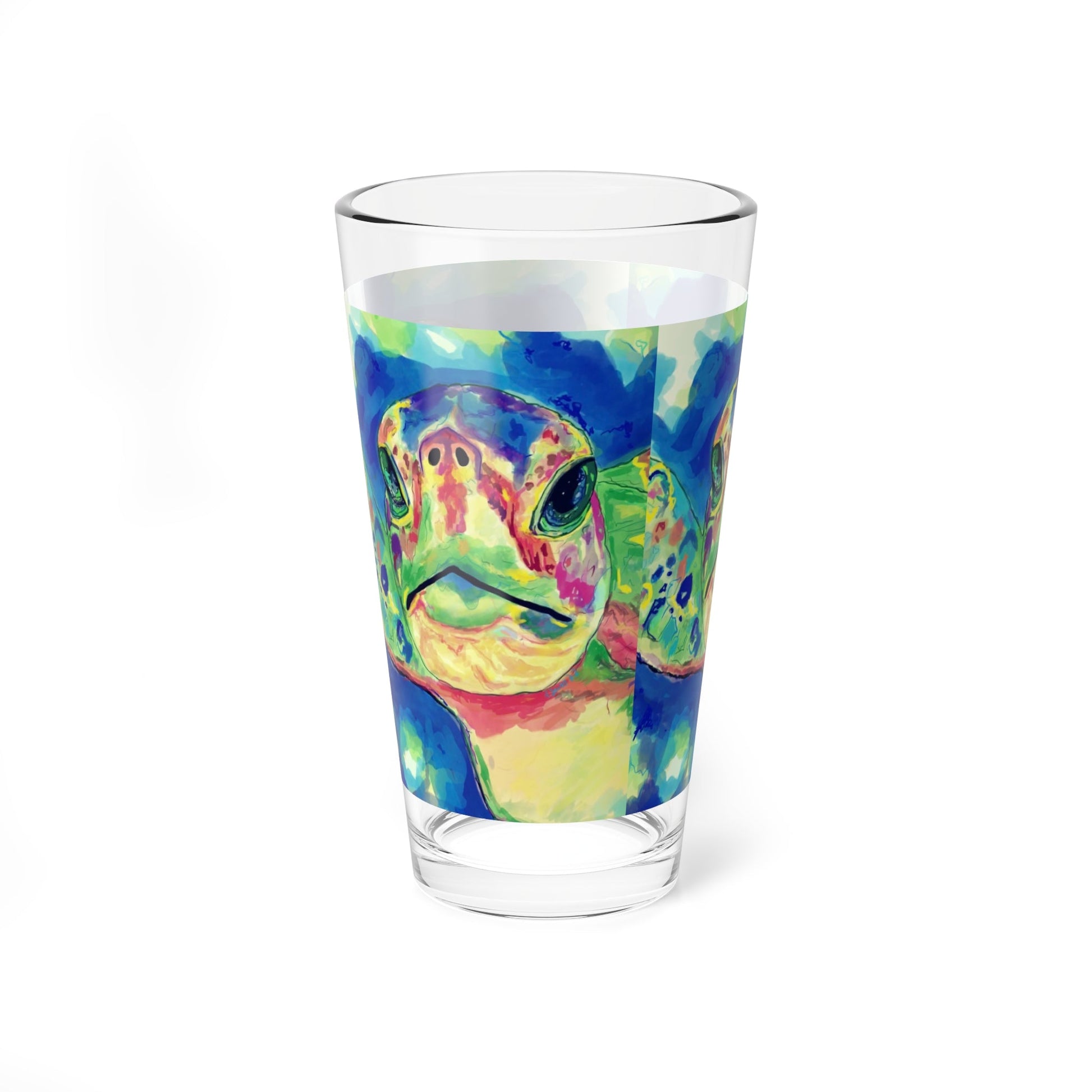 Rainbow Sea Turtle Glass, 16oz - Blue Cava