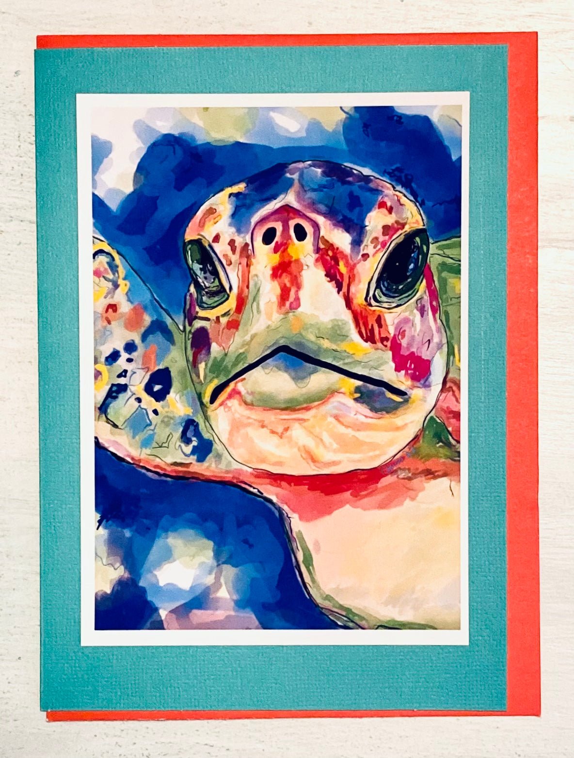 “Rainbow” Sea Turtle Greeting card (Multiple colors available) - Blue Cava