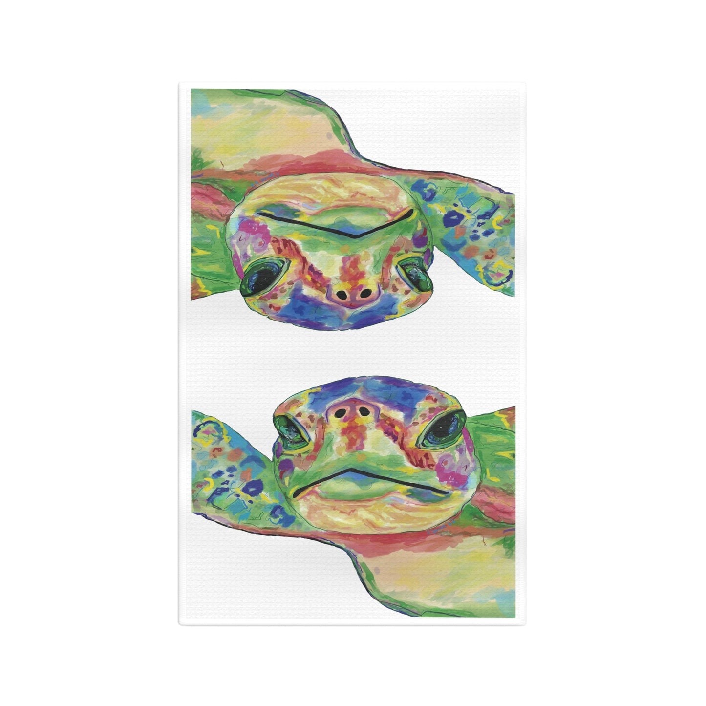 Rainbow Sea Turtle Microfiber Waffle Towel - Blue Cava