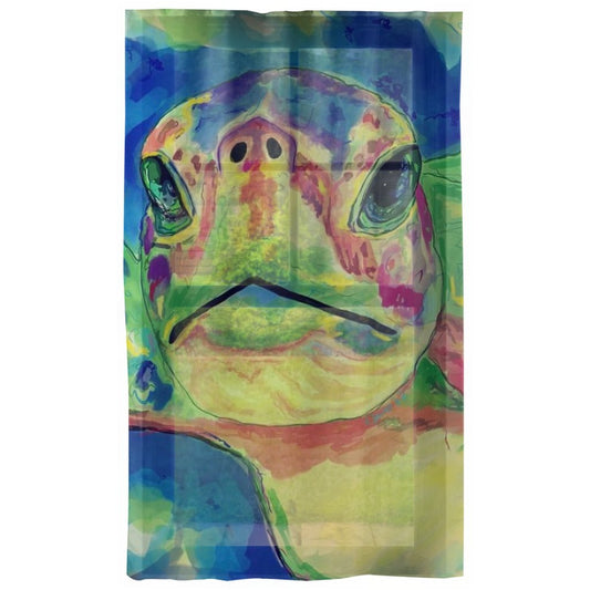 Rainbow Sea Turtle Panel Curtains - Blue Cava