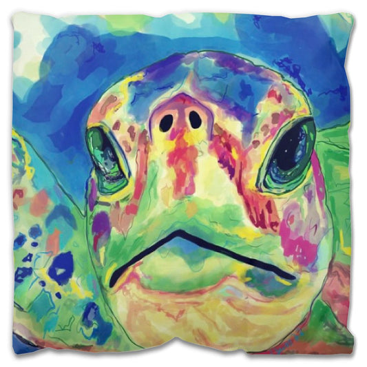 Rainbow Turtle Outdoor Pillows - Blue Cava