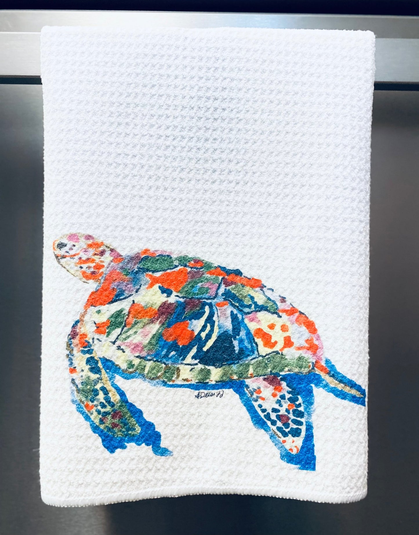 “Ranger Jr.” Turtle Microfiber Waffle Towel - Blue Cava