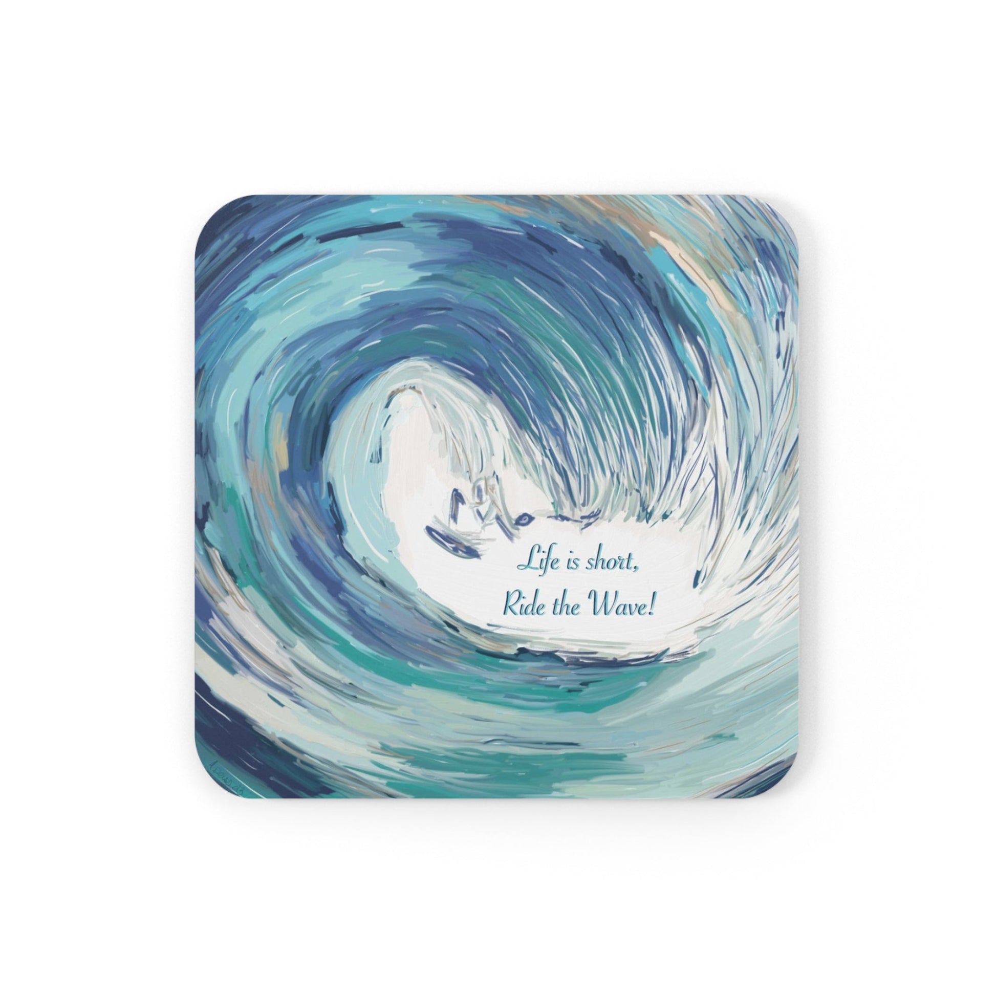 Ride the Wave Cork Back Coaster (Round and Square) - Blue Cava