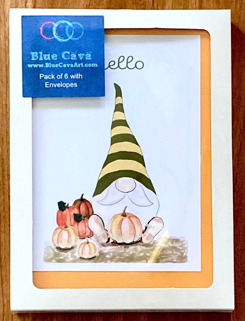 “Sawyer” Fall Gnome Greeting card - Blue Cava