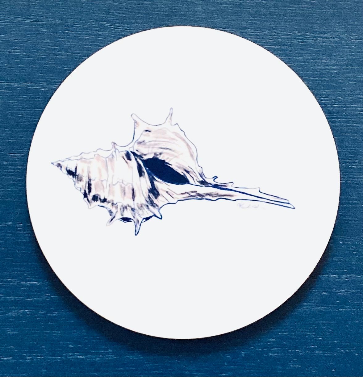 Sea Shell - Round Coaster set - Blue Cava