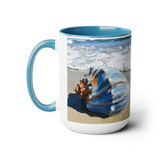 Sea Shell Two-Tone Coffee Mugs, 15oz - Blue Cava
