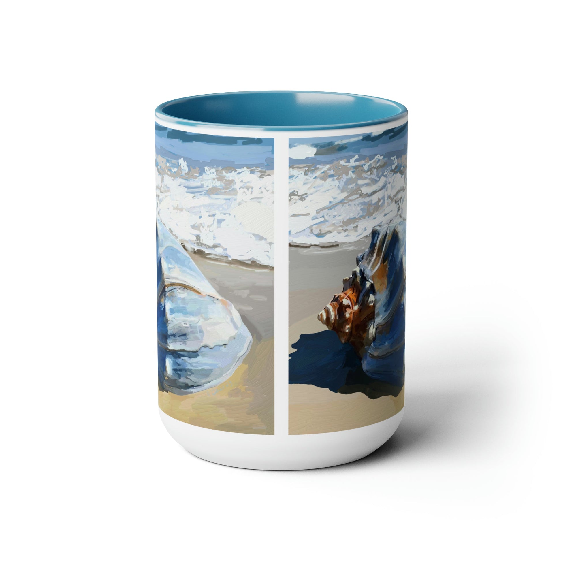 Sea Shell Two-Tone Coffee Mugs, 15oz - Blue Cava