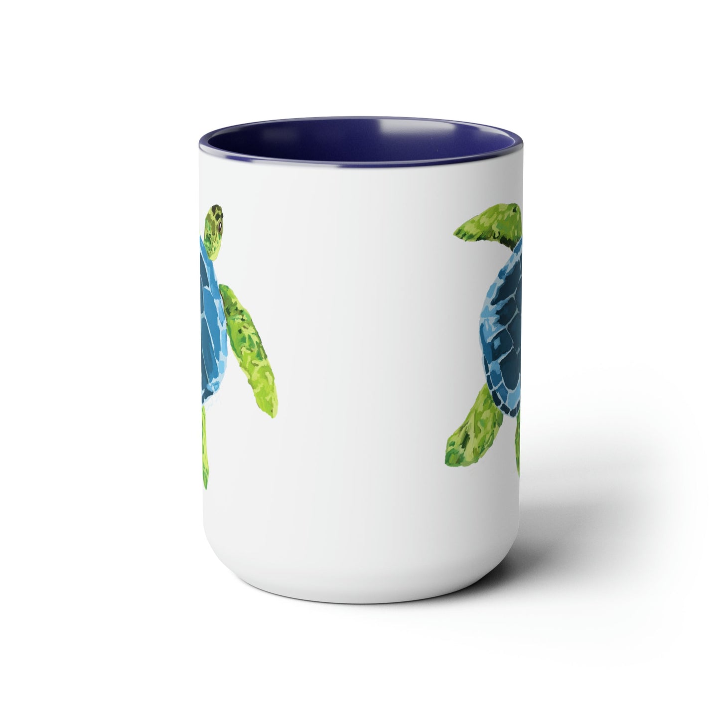 Sea Turtle Two-Tone Coffee Mugs, 15oz - Blue Cava