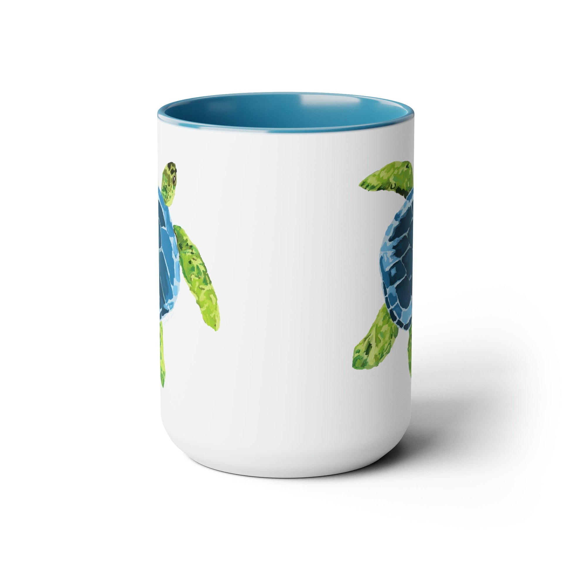 Sea Turtle Two-Tone Coffee Mugs, 15oz - Blue Cava