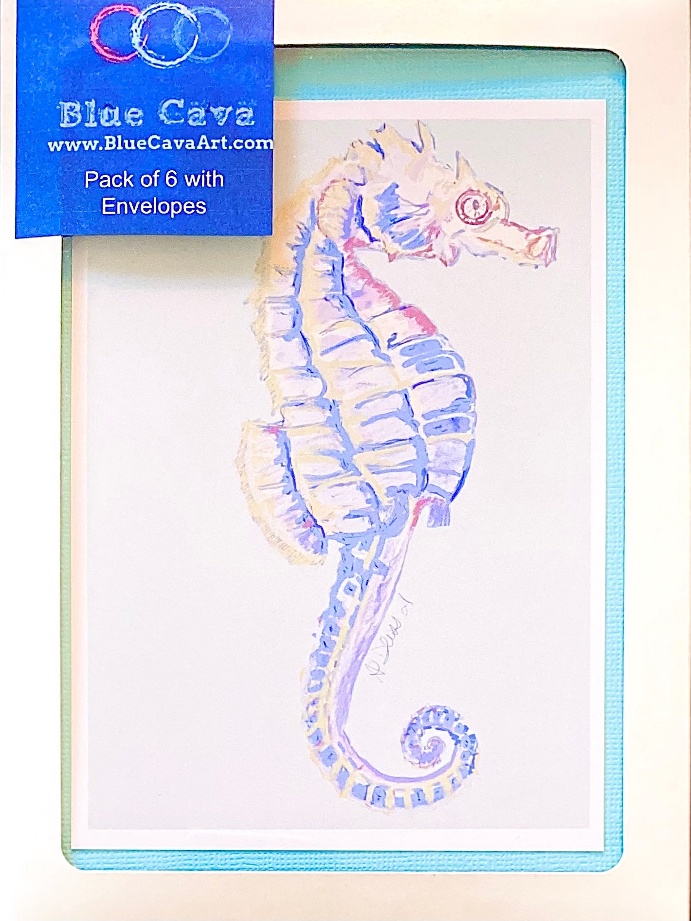 Seahorse Greeting card (Two colors available) - Blue Cava