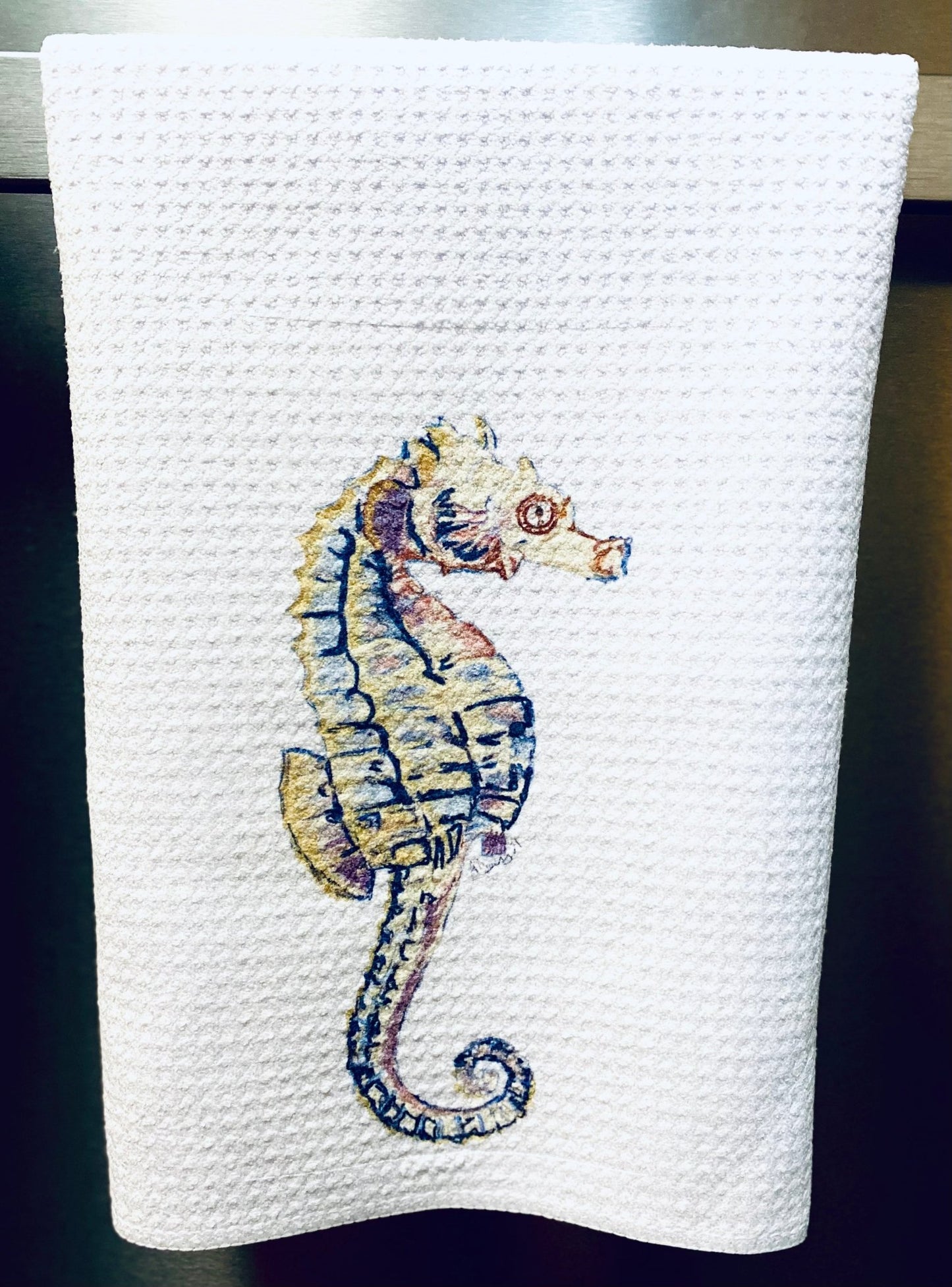 Seahorse Microfiber Waffle Towel - Blue Cava