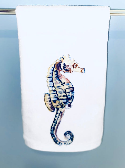 Seahorse Tea Towel (Poly/Cotton) - Blue Cava