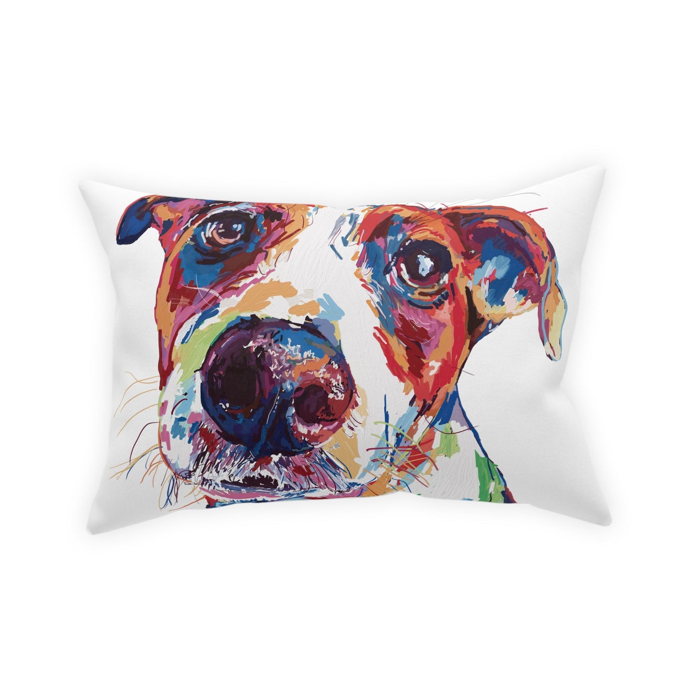 “Skipper”Colorful Dog Broadcloth Pillow - Blue Cava