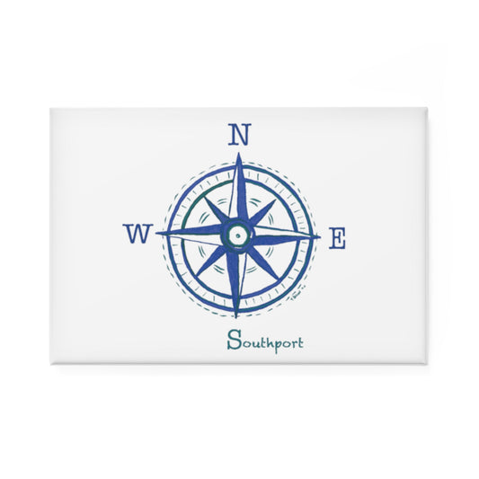Southport Compass Button Magnet, Rectangle (1 & 10 pcs) - Blue Cava