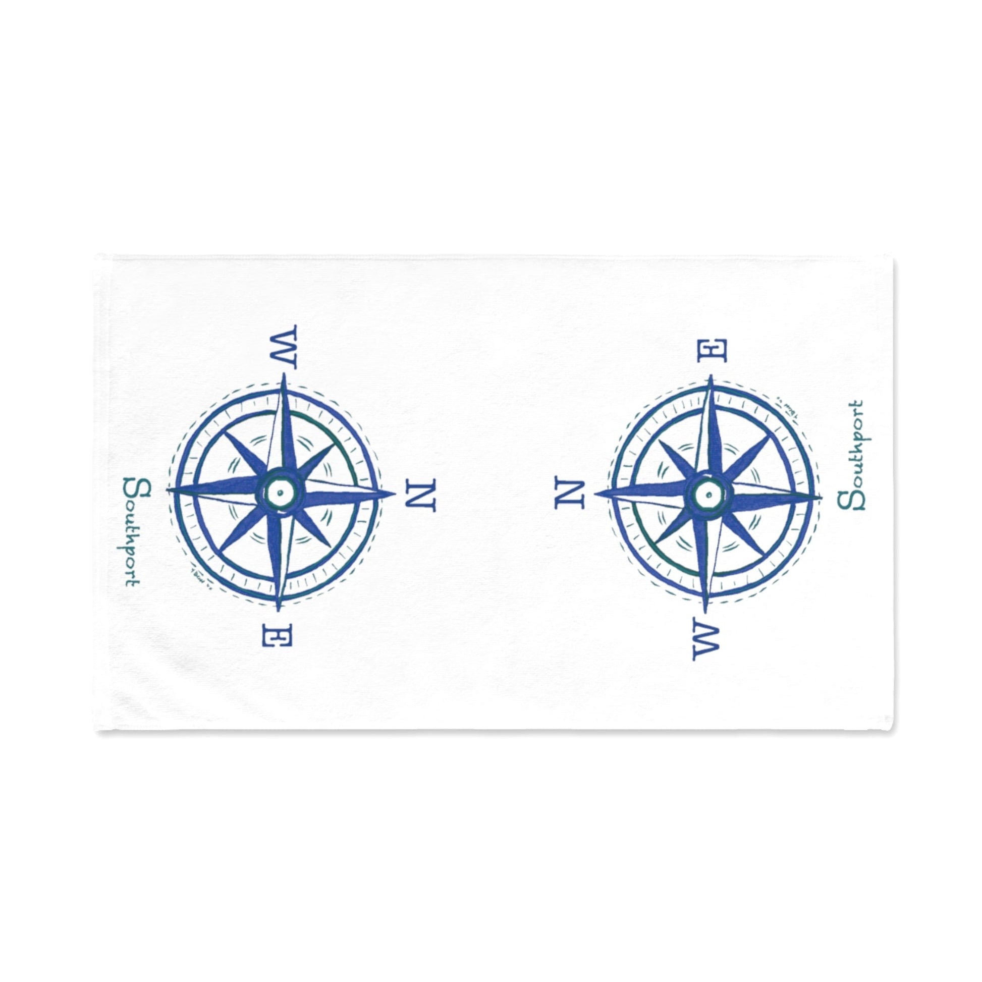 Southport Compass Hand Towel (Poly/Cotton) - Blue Cava