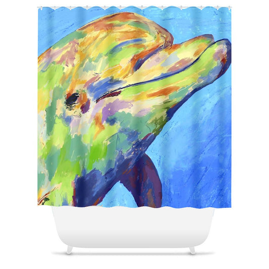 “Splash” Dauphin Shower Curtain - Blue Cava