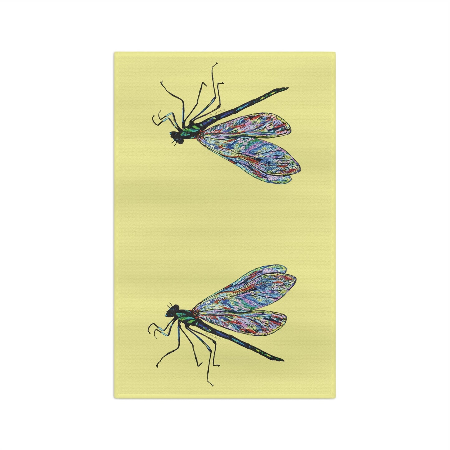 Spring Dragonfly Microfiber Waffle Towel - Blue Cava