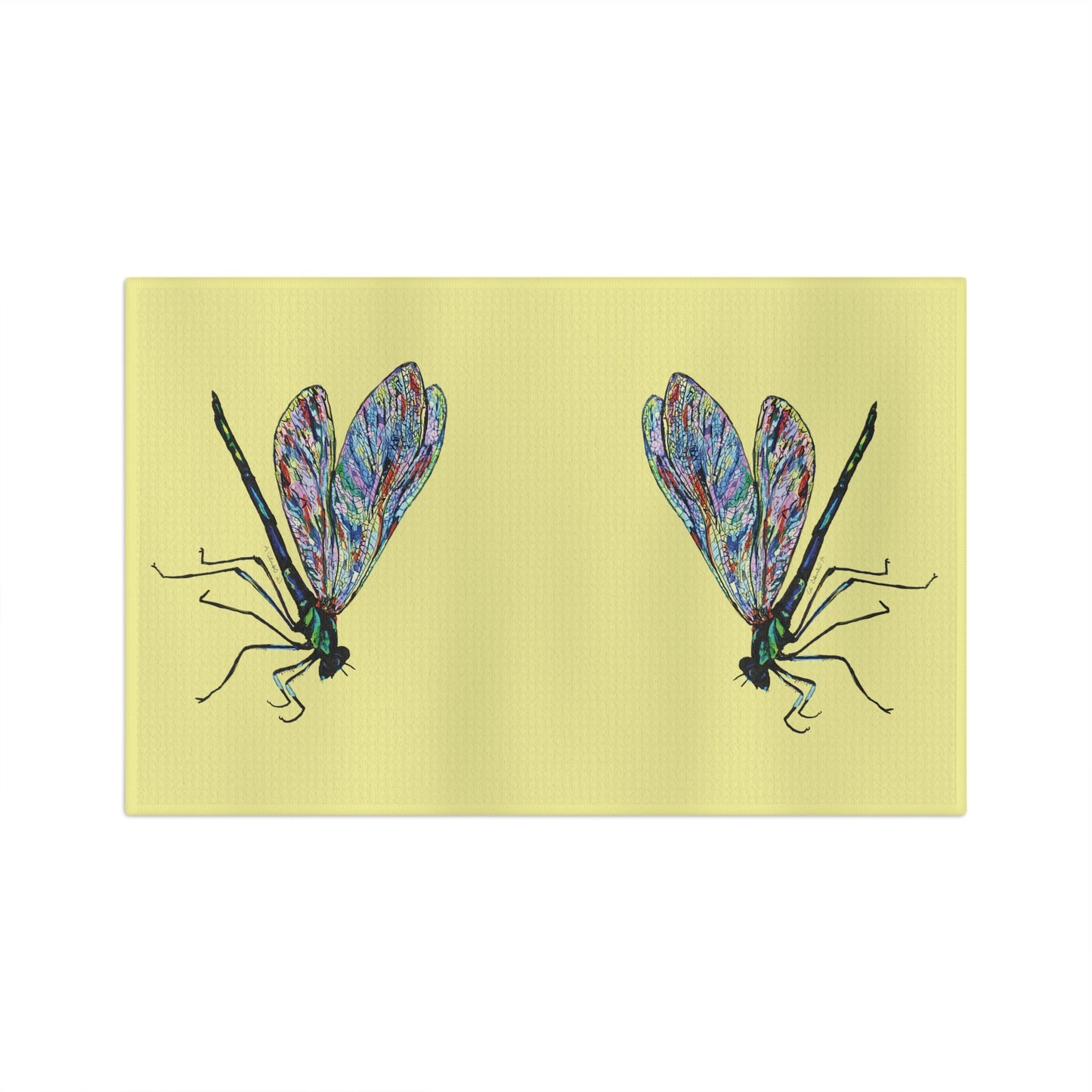 Spring Dragonfly Microfiber Waffle Towel - Blue Cava