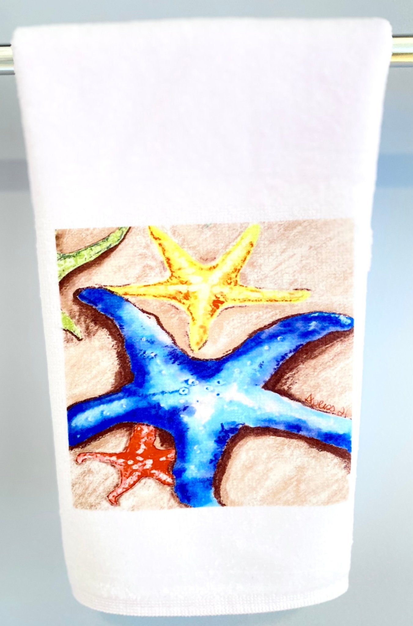 Starfish Microfiber Waffle Towel - Blue Cava
