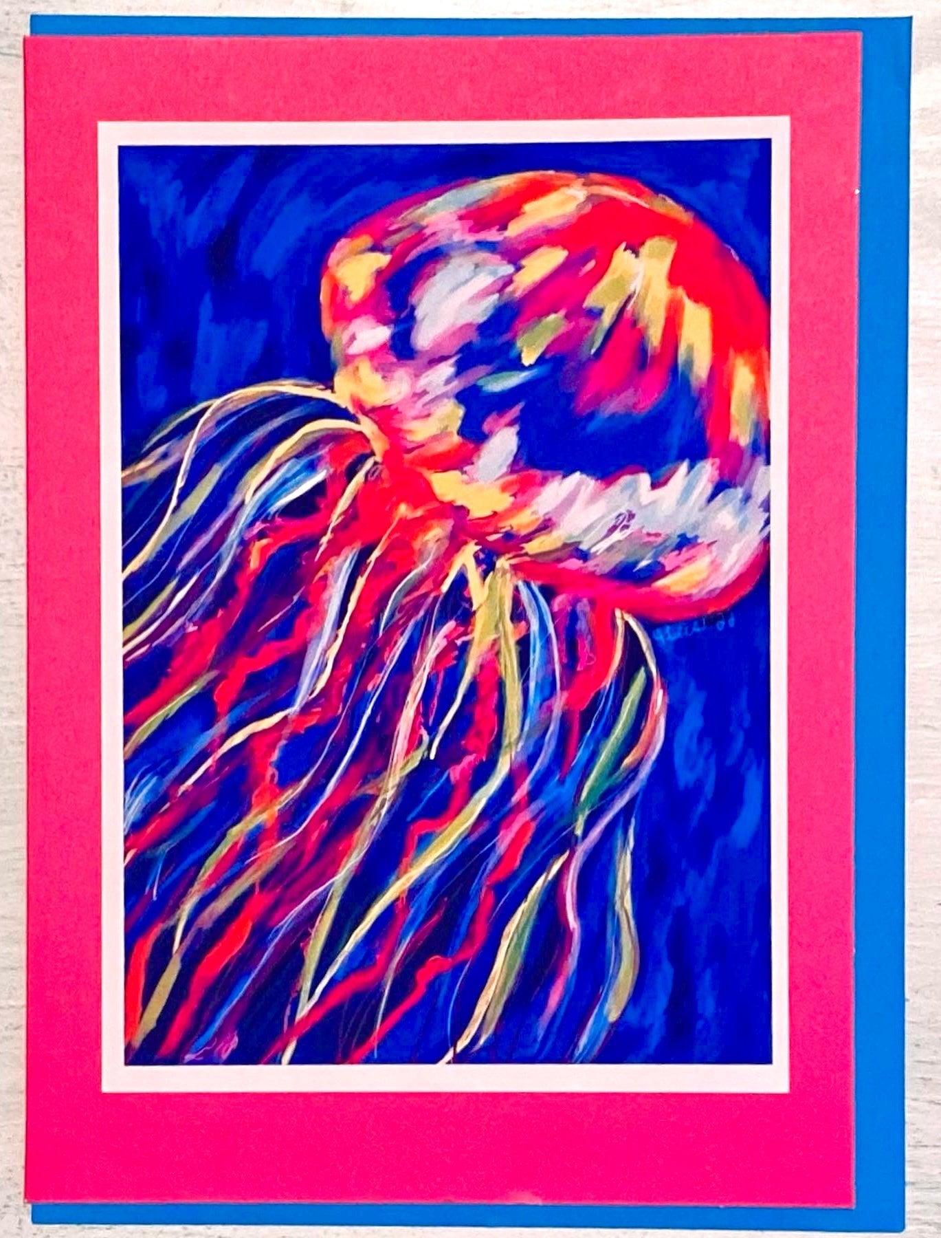“Stringer” JellyFish Greeting card (Two Colors Available) - Blue Cava