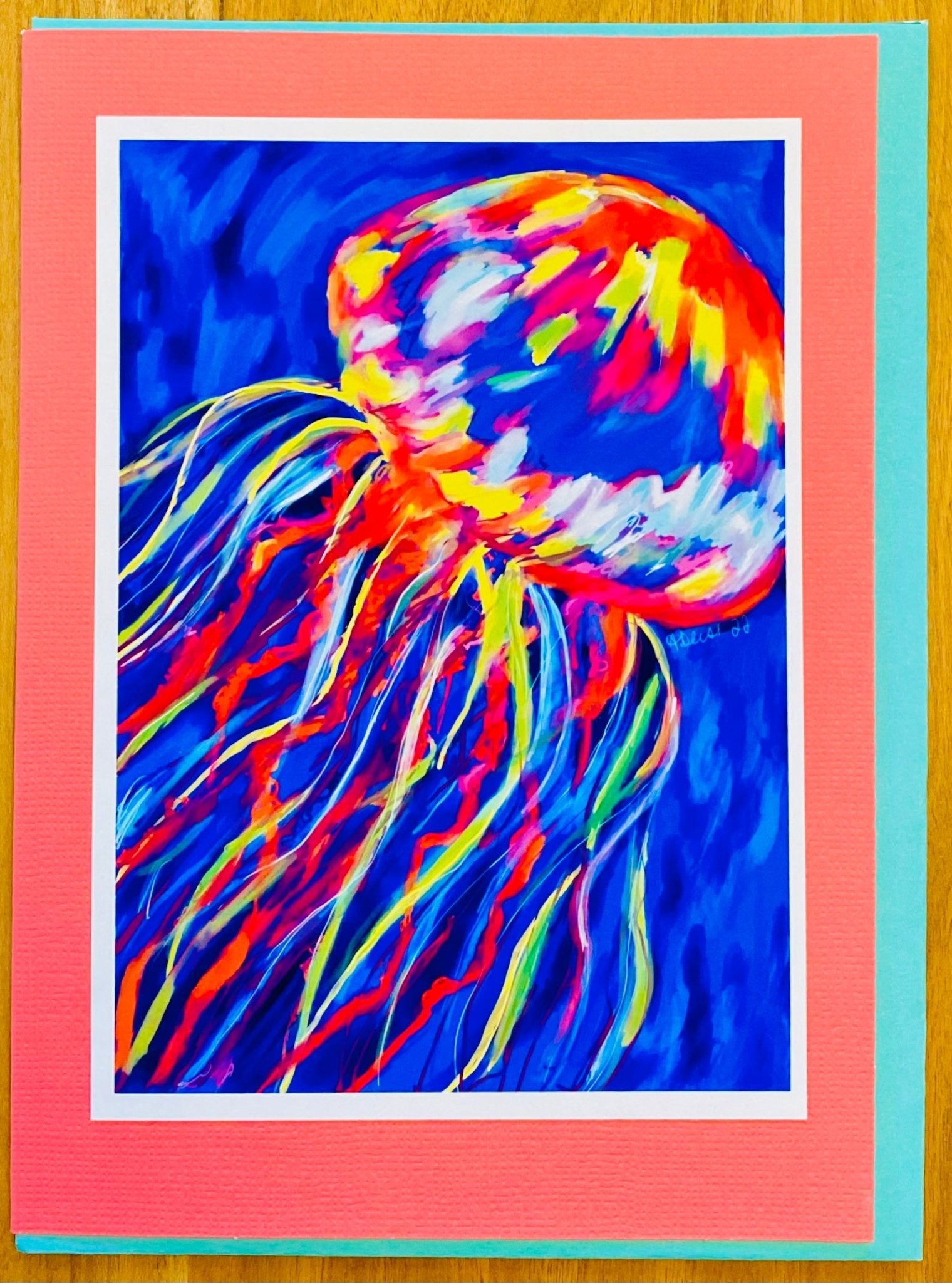 “Stringer” Coral JellyFish Greeting card (Two Colors Available) - Blue Cava