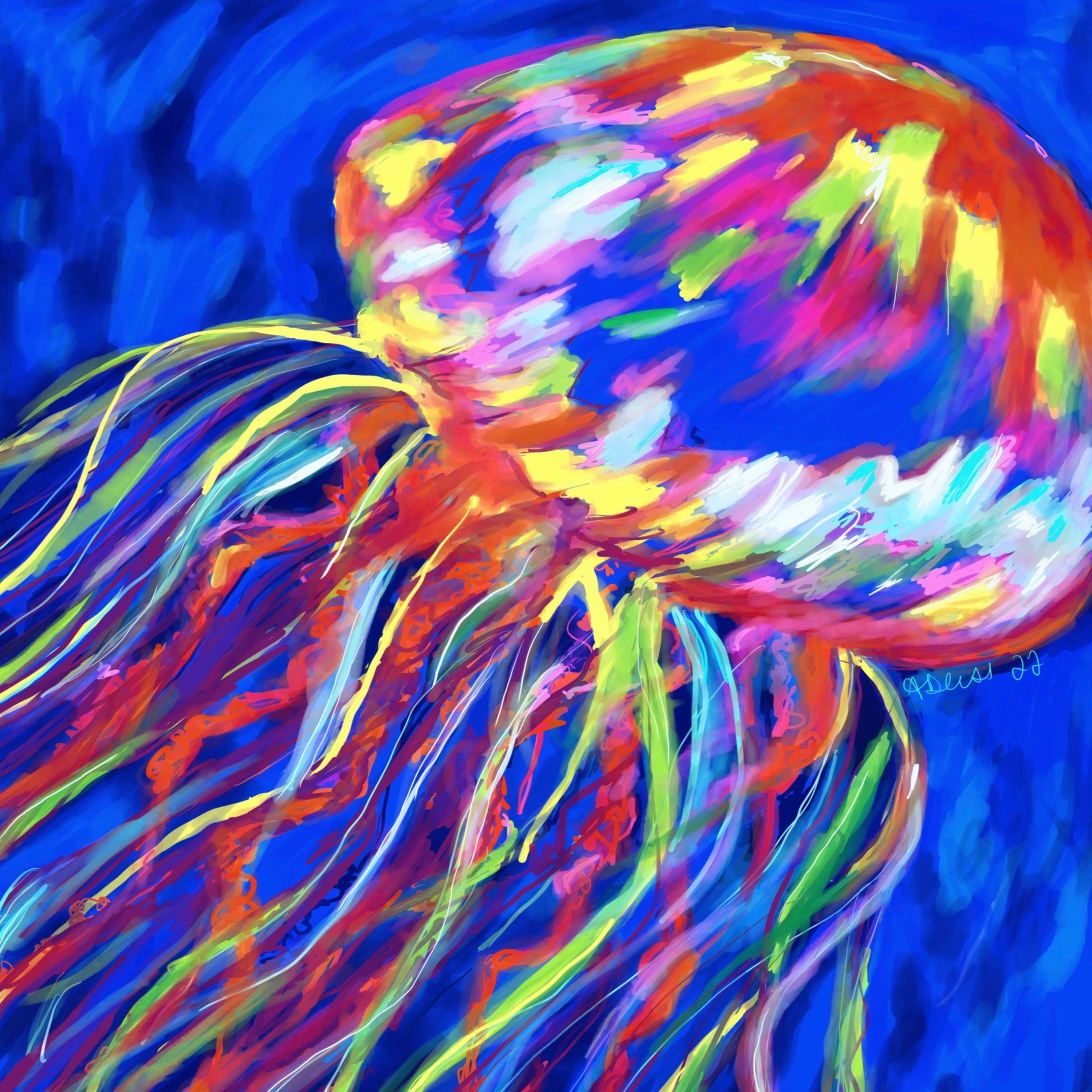 “Stringer” Jellyfish Throw Blanket - Blue Cava