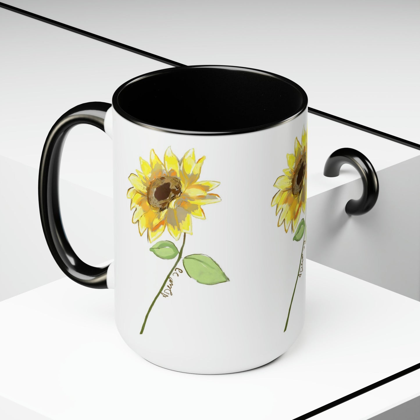 Sunflower Two-Tone Coffee Mugs, 15oz - Blue Cava
