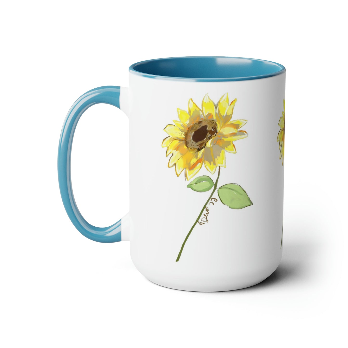 Sunflower Two-Tone Coffee Mugs, 15oz - Blue Cava
