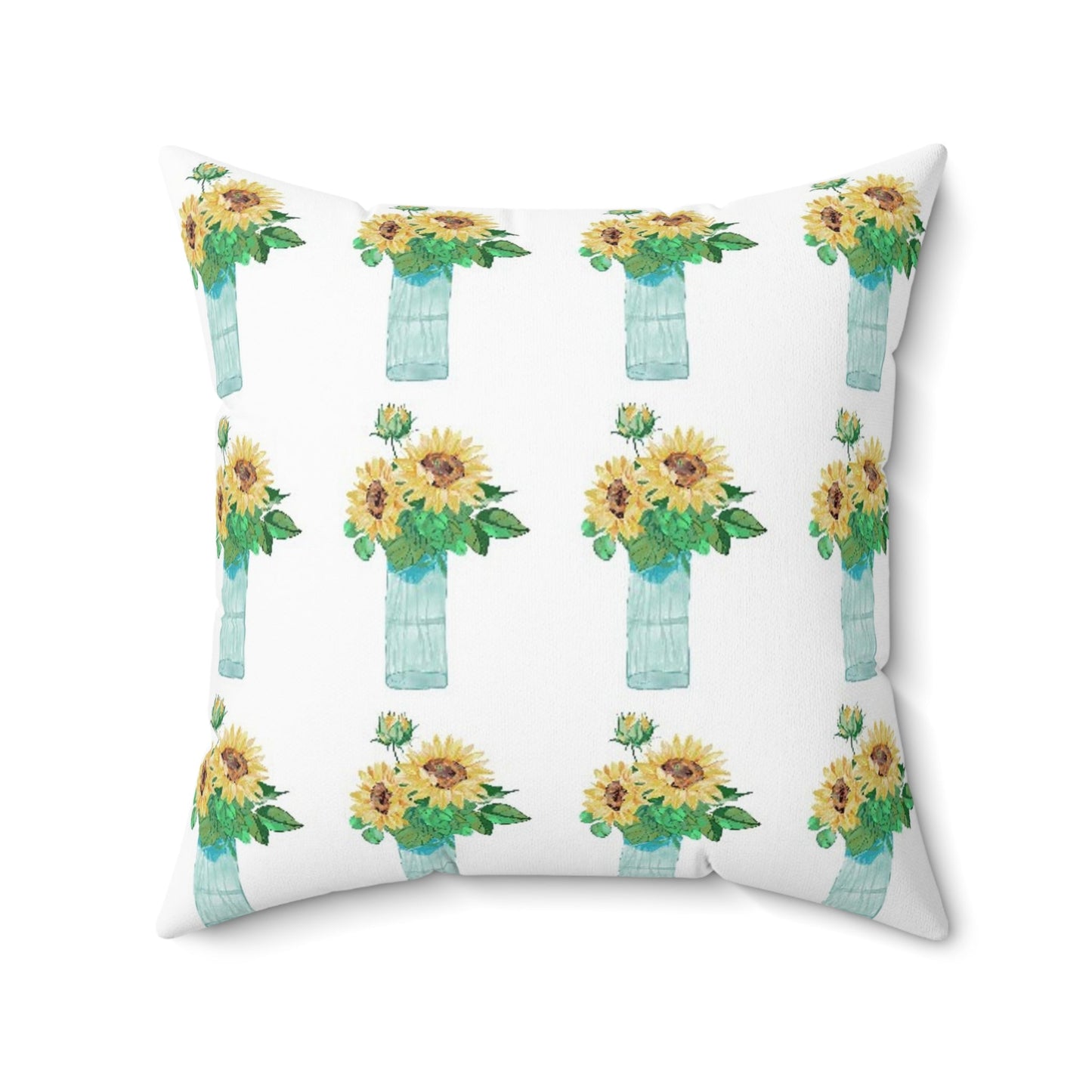 Sunflower Vase Spun Polyester Square Pillow - Blue Cava
