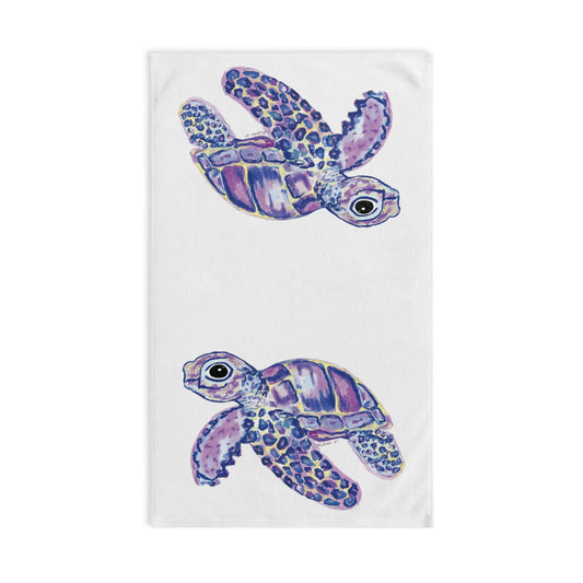 “Tilley” Sea Turtle Hand Towel (Poly/Cotton) - Blue Cava