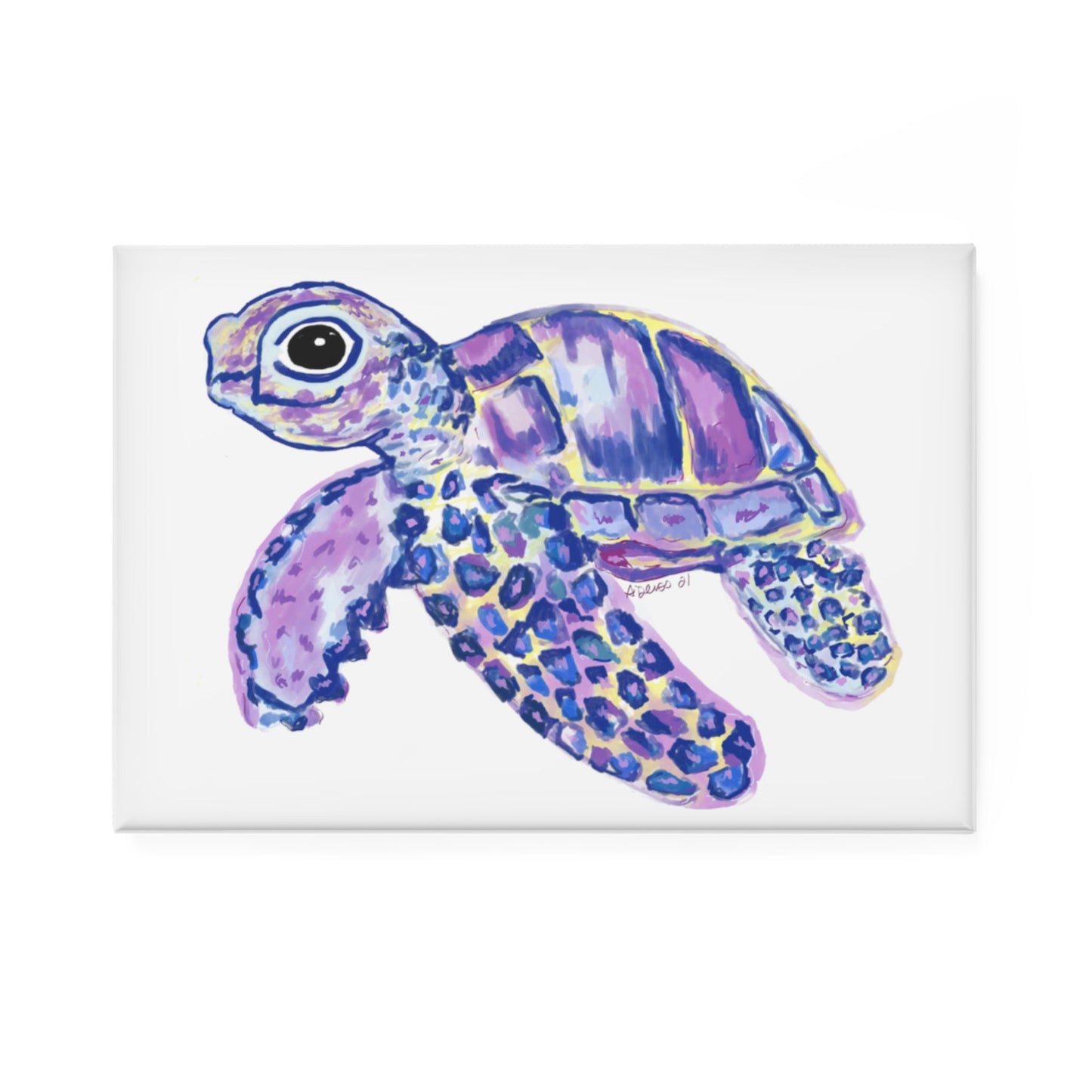 Tilley Sea Turtle Magnet, Rectangle (1 & 10 pcs) - Blue Cava