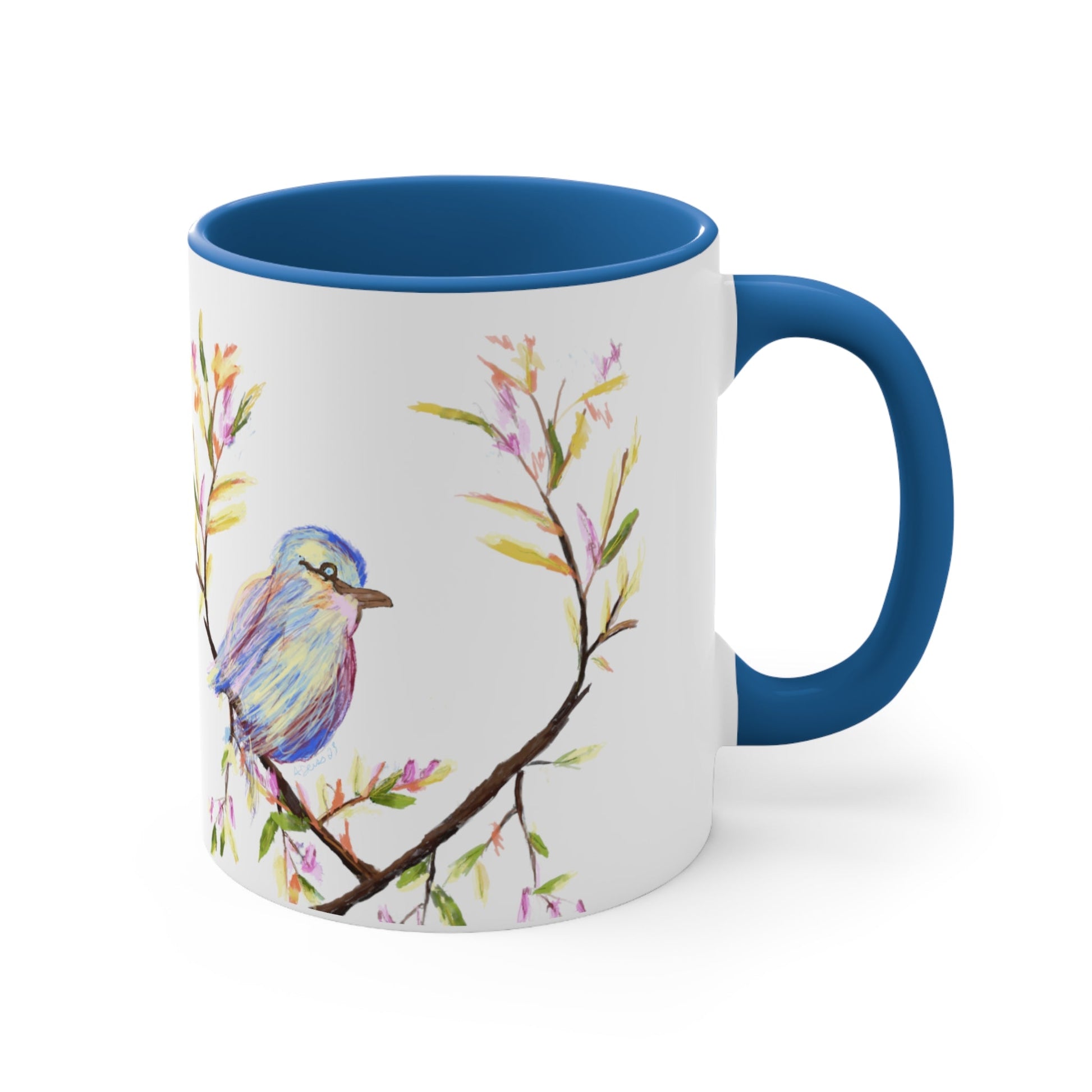 Watercolor Bird Accent Coffee Mug, 11oz - Blue Cava